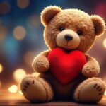 Valentines day teddy bear with heart shape
